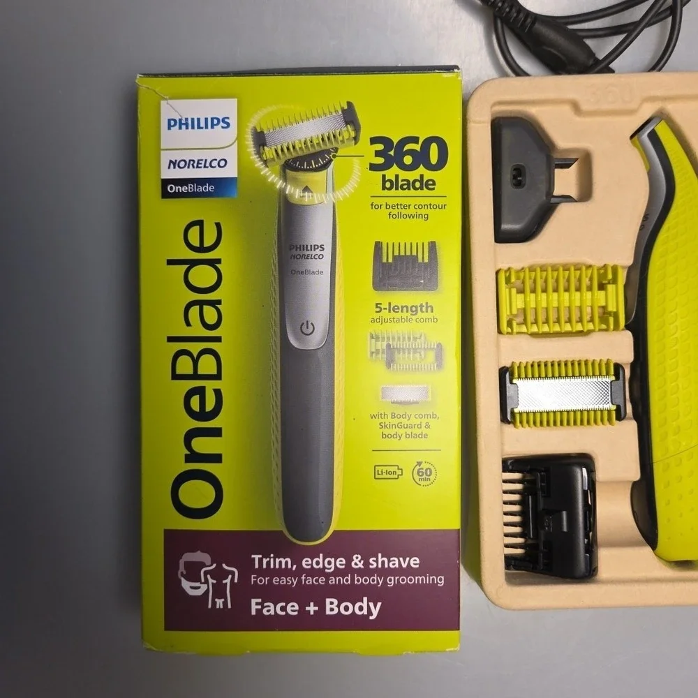 Philips Norelco Oneblade 360 Hybrid Face + Body, Electric Beard Trimmer, Shaver